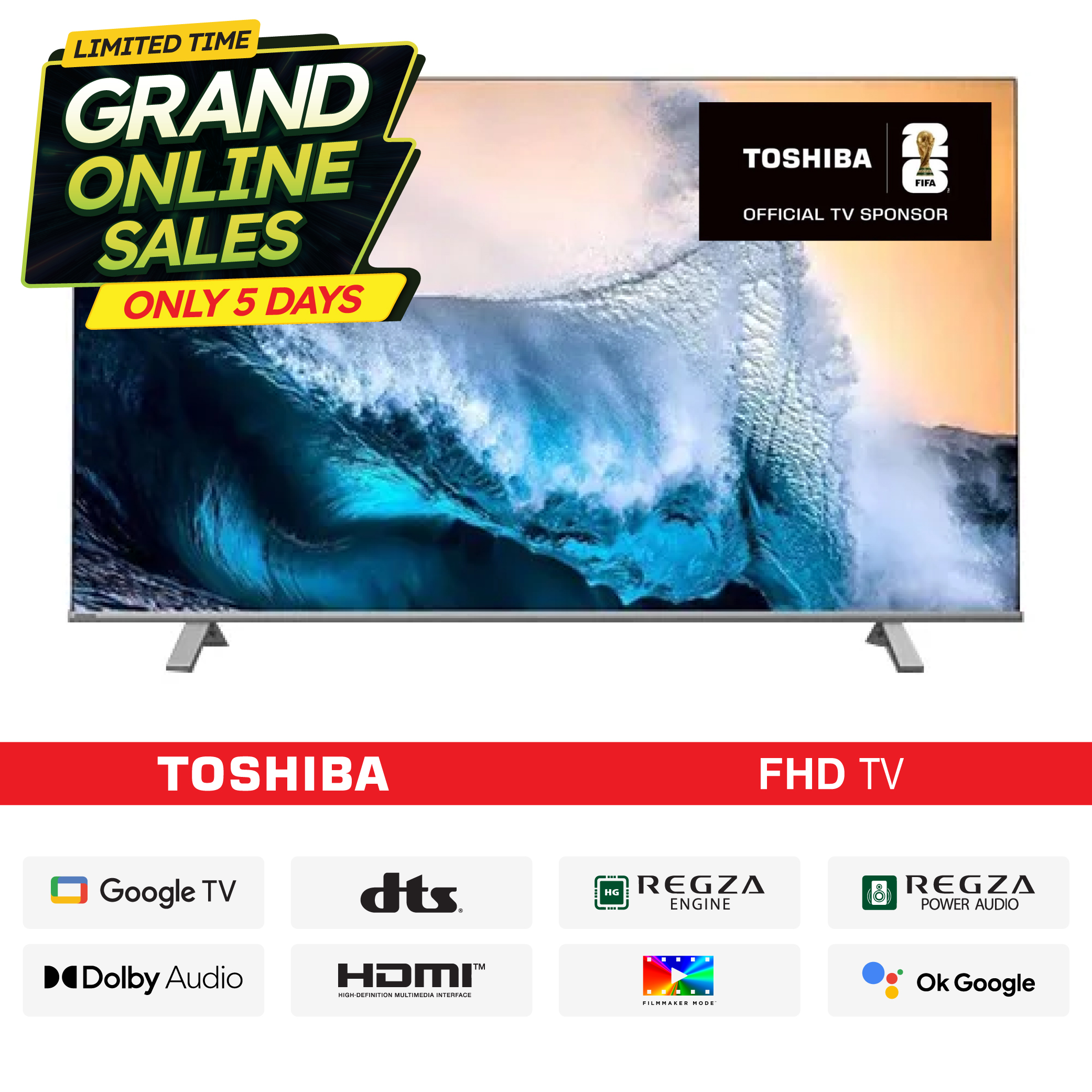 1. Toshiba 43″ 43V35MP FHD Google TVGOSPOP-01-01 Toshiba 43" 43V35MP FHD Google TV - Image 1