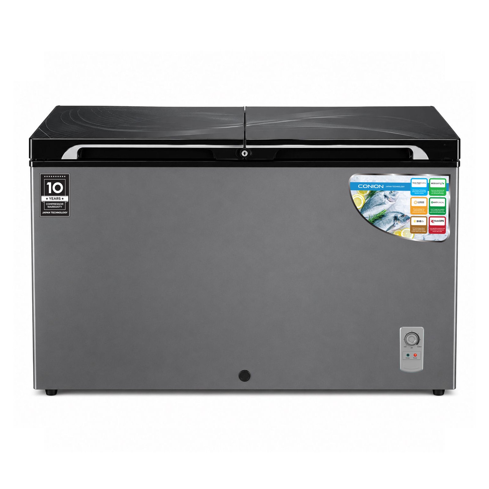 Conion-BEW-325GD-DoubleDoor_01.jpg Conion BEW-325GD (Double Door) Grey Deep Freezer - Image 1