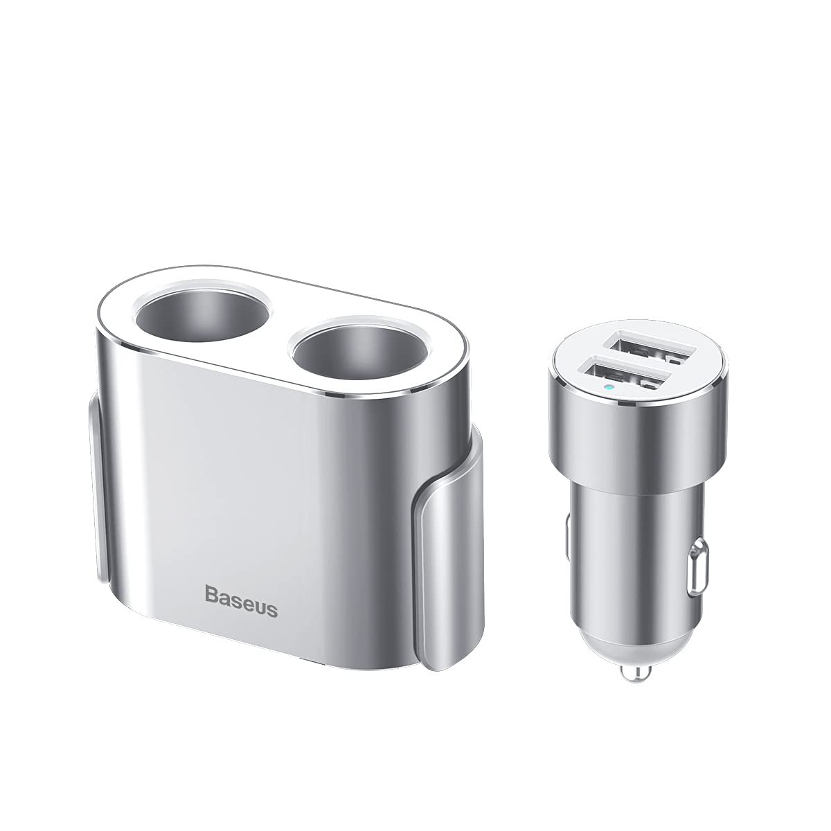 51OQuFHErTS Baseus High Efficiency One to Two Silver Cigarette Lighter - Image 1