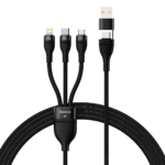 Baseus Flash Series Ⅱ Two-for-three U+C to M+L+C 100W 1.2m Black Charging Cable