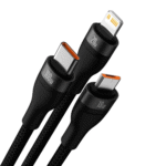 Baseus Flash Series Ⅱ Two-for-three U+C to M+L+C 100W 1.2m Black Charging Cable - Image 3
