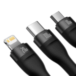 Baseus Flash Series Ⅱ Two-for-three U+C to M+L+C 100W 1.2m Black Charging Cable - Image 2