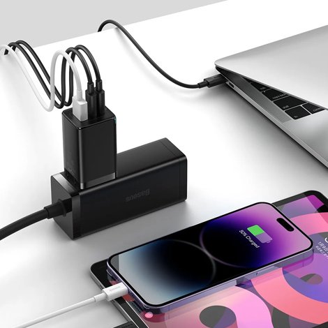 Baseus-GaN5-Pro-2C+U-65W-CN-Black-Fast-Charger_6 Baseus GaN5 Pro 2C+U 65W CN Black Fast Charger - Image 6
