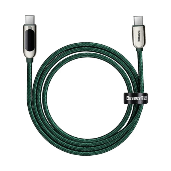 Baseus LED Display Type-C to Type-C 100W 5A Green Fast Charging Data Cable