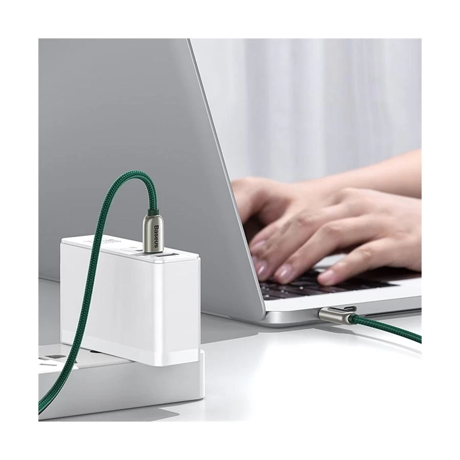 baseus-display-usb-type-c-male-to-male-1-meter-51684403762 Baseus LED Display Type-C to Type-C 100W 5A Green Fast Charging Data Cable - Image 4