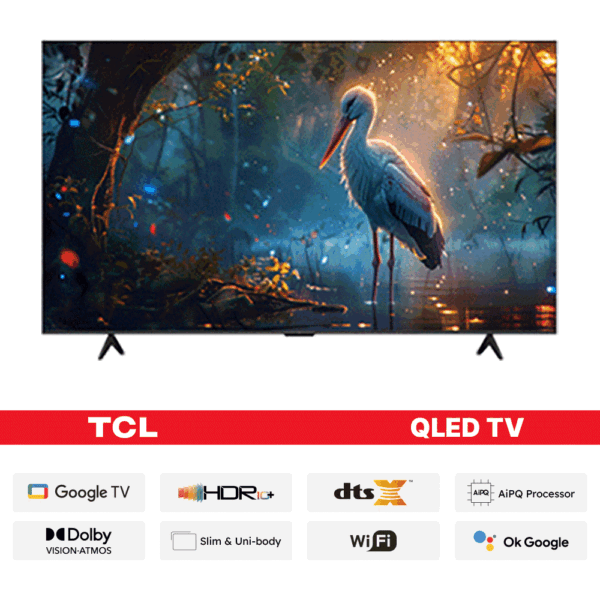 TCL Bezel less 43″ 43P7K QLED 4K SMART Dolby Atmos DTS Voice Control WIFI Google TV
