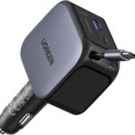 UGREEN 145W Fast Car Charger with Retractable Cable