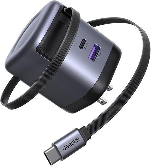 51uqA7meEuL._AC_SY550_ UGREEN 65W GaN Fast Charger with Retractable Cable - Image 1
