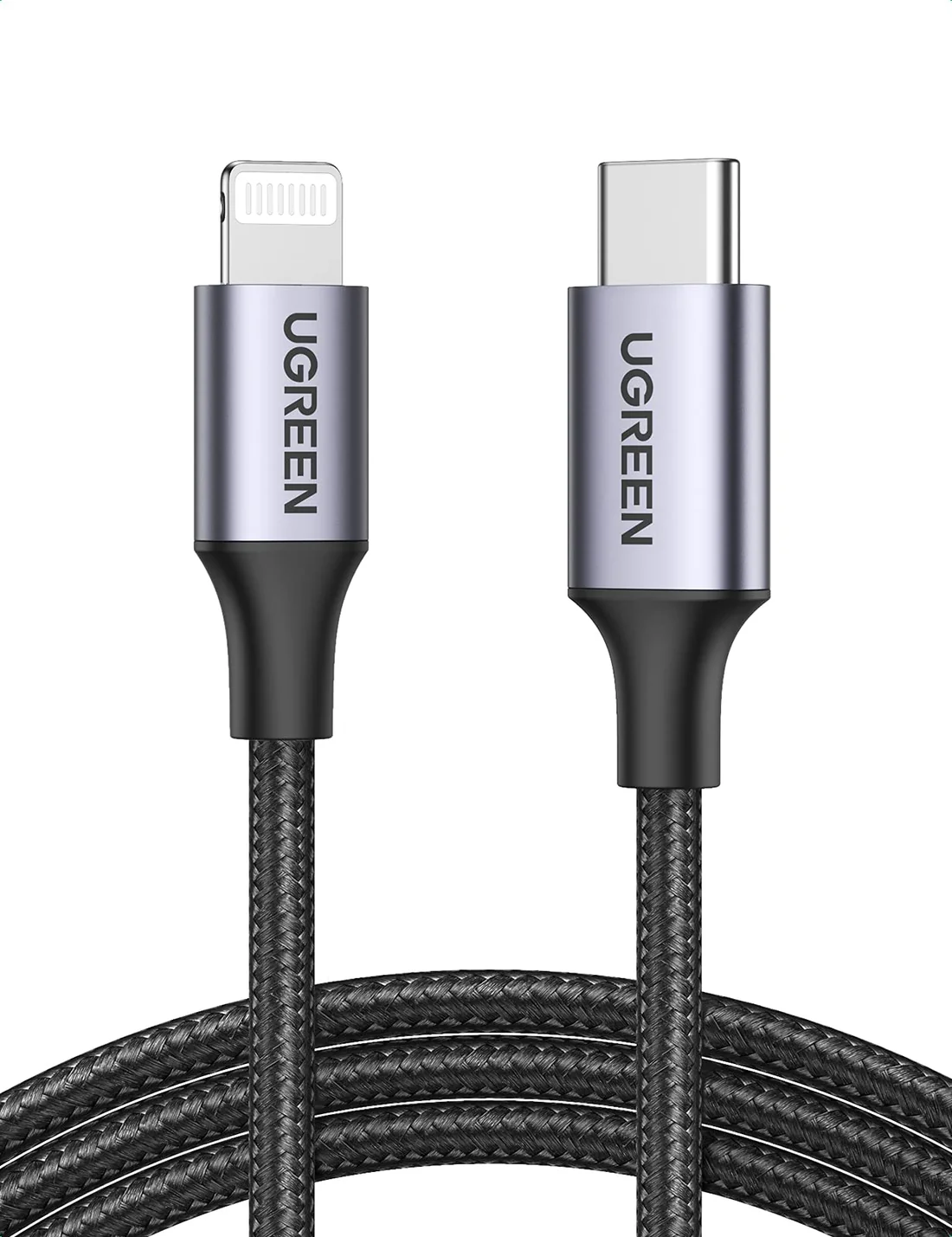 71P3BNLSSxL UGREEN USB-C to Lightning PD Fast Charging 3A Max Black 1m - Image 1