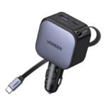 UGREEN 90W Fast Car Charger with Retractable Cable
