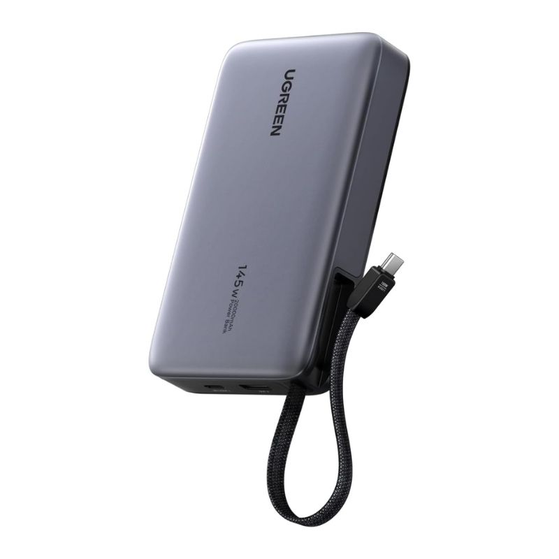 UGREEN-PB551-Nexode-145W-20000mAh-Power-Bank-with-Built-in-Cable-55992B UGREEN Nexode 145W 20000mAh Power Bank Built-in Cable Black - Image 1